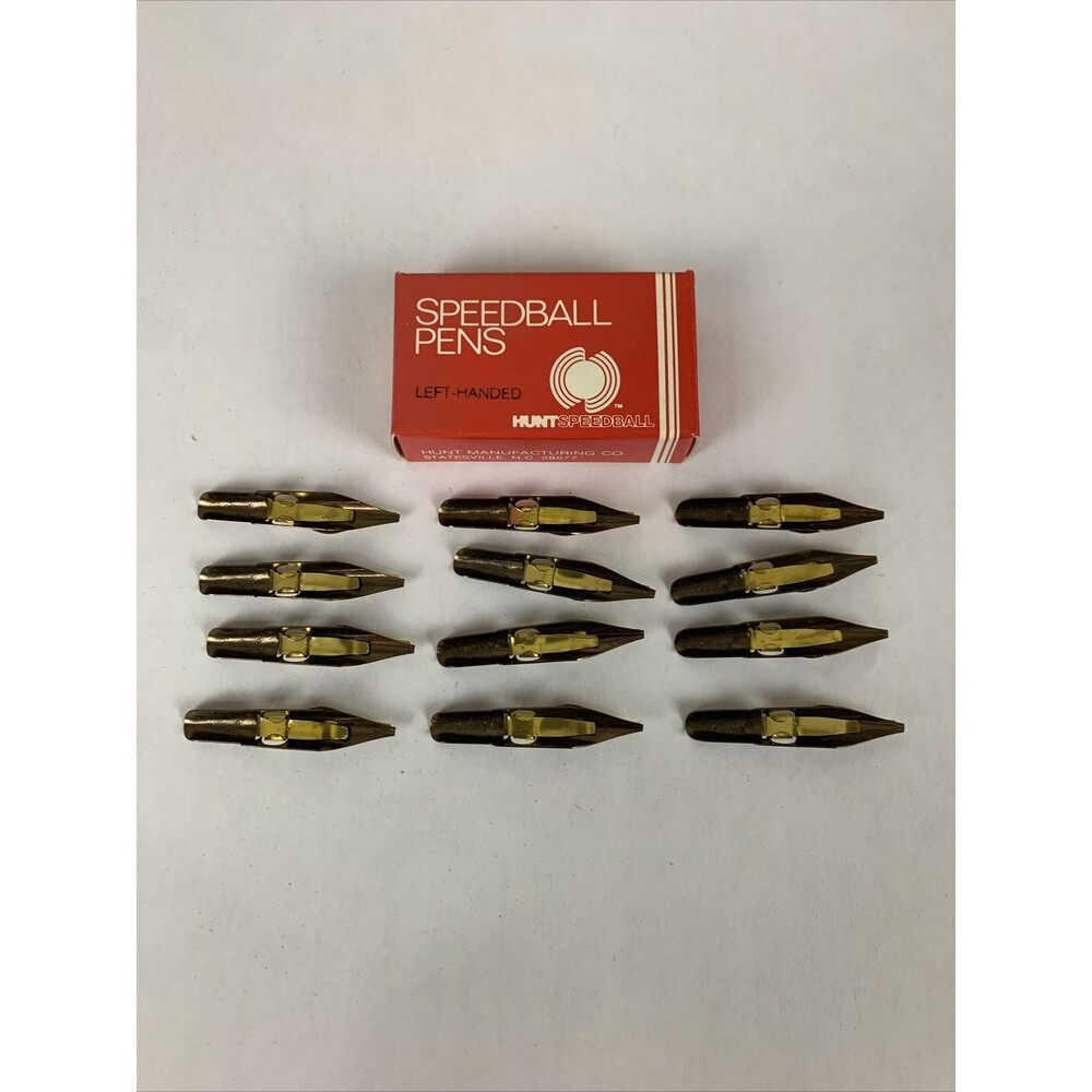 Vintage HUNT SPEEDBALL PENS LC-4 Straight Calligraphy Pen Nibs (12) Left Handed